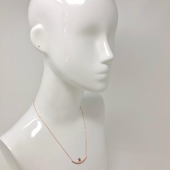 925 Sterling Silver Rose Color Cz Necklace Star - Picture 4 of 6